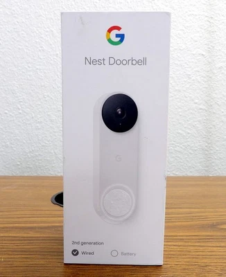Google Nest Doorbell Wired, 2nd Generation Video Doorbell Security Camera, Snow - Image 1 of 4