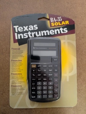 TEXAS INSTRUMENTS BA-35 SOLAR FINANCIAL CALCULATOR SEALED New - Image 1 of 4