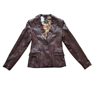 vintage braune Paisley Lederjacke CK M Club Row Made in England Calvin Klien - Bild 1 von 5