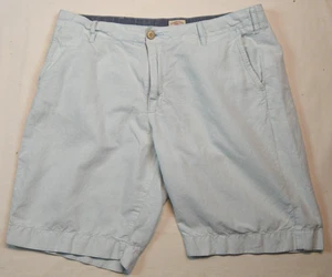 Faherty Malibu Chino Shorts Mens 34 Light Blue Linen Cotton Blend 9" Inseam Zip - Picture 1 of 13