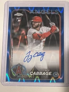 2024 Topps Chrome Trey Cabbage Blue Raywave Rookie Auto Autograph RC /150 - Picture 1 of 2