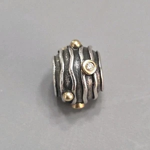 Genuine Pandora 14ct Gold & Silver Ripple Twinkle Charm 790209D  - Picture 1 of 2