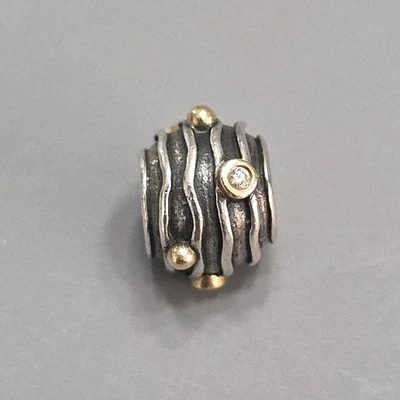 Genuine Pandora 14ct Gold & Silver Ripple Twinkle Charm 790209D  - Image 1 of 2
