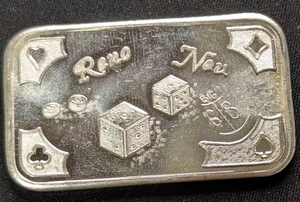 🎲 Reno Nevada ~ 1973 Mother Lode Mint ~ 1 oz .999 Fine Silver Art Bar - Bild 1 von 6