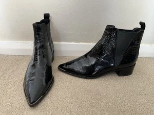 Acne Studios Black Patent Leather Jensen Boots - Size UK 4 EU 37 - Picture 1 of 15