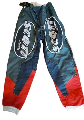 Scott Leathers Kids Motorcycle MX Motocross Textile Trousers Blue Red Clearance - Image 1 of 2