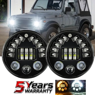 For 1986-1994 Suzuki Samurai DOT 7inch Round 2x LED Headlights Hi/Lo Sealed Beam - Image 1 of 4