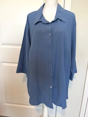 Blusa informal ligera 22/24 vintage blanca ciervo para mujer con textura abotonada Foto 1 de 4