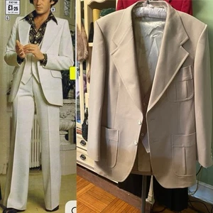 Vintage 70s Sears Roebuck 3 Piece Suit Blazer Jacket Vest Pants 36x31 - Picture 1 of 12