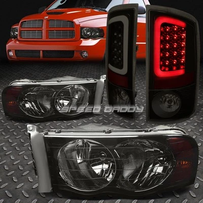 SMOKE HEADLIGHT+AMBER CORNER+SMOKE BLACK 3D LED BRAKE TAIL LIGHT FOR 02-05 RAM - Изображение 1 из 4