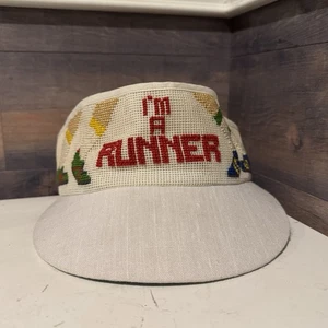 Vintage 80er Jahre Handarbeit Nadelspitze Visier Ich bin ein Läufer Unikat - Bild 1 von 12