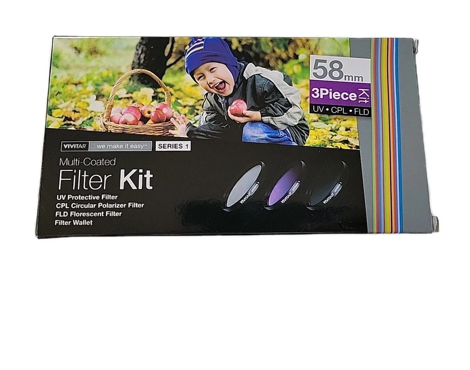 Vivitar 58mm UV, Circular Polarizer, and FLD 3-piece Filter Kit - Image 1 of 3