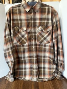 Camicia da lavoro Carhartt Pearl Snap Western a quadri uomo med vestibilità rilassata manica lunga - Foto 1 di 10