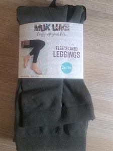 Lukees by Muk Luks Fleece-gefütterte Leggings olivgrün warm & kuschelig Gr. 2x/3x - Bild 1 von 5