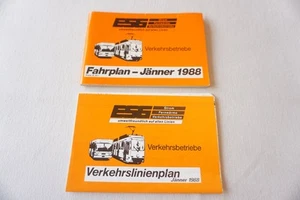1988 ESG Verkehrsbetriebe Fahrplan Austria Bus Tram Timetable & Map - Bild 1 von 10