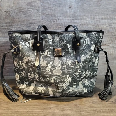 Disney Dooney & Bourke Reverse Comics D23 Expo 2013 Tote Bag Black White - Image 1 of 4