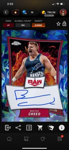 DIGITAL Topps WWE Slam Chrome Sapphire 25 Brutus Creed Red Brand Signature - Bild 1 von 2