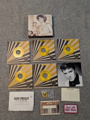 Elvis Presley At 706 Union Ave Vinyl Record Box Set 45s + EP Postcards Patch  - Image 1 of 4