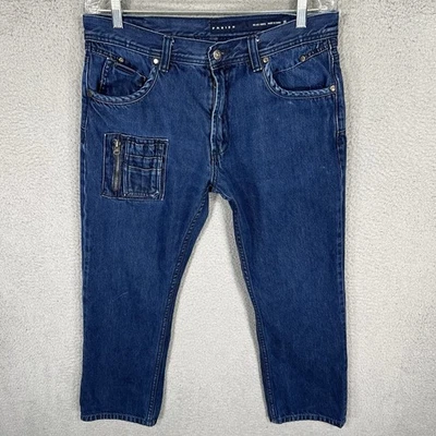 Parish Nation Jeans Mens 34x25 Blue Straight Leg Zipper Pocket Denim - Image 1 of 4