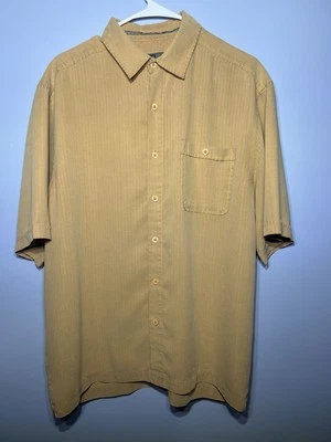 REI Camp Shirt Mens Size Medium Khaki Button Up Short Sleeve Rayon Blend Outdoor - Image 1 of 4