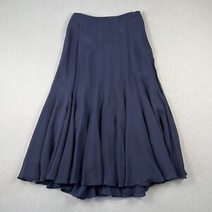 Armand Ventilo Silk Maxi Skirt Women’s 38 Navy Blue Tulip Pleated Mid Rise 