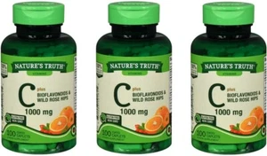 Nature's Truth Vitamin C 1000mg + Bioflavonoids & Wild Rose Hips 100ct (3 Pack) - Picture 1 of 1