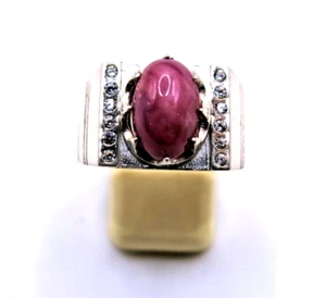 Men's Ring Natural Pink Star Ruby Diamonds 925 Sterling Silver Size 9 New - Picture 1 of 8