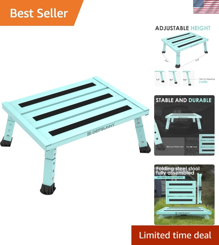 Multi-Purpose Adjustable Step Stool for RVs & Home - 1,000 lb Capacity, Foldable - Image 1 of 4