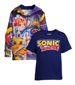 Sonic the Hedgehog Hoodie Sweatshirt Jacket T Shirt Set 2T 3T 4T 5T Boy Toddler - Picture 1 of 6