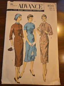 Advance 8045 Junior Misses Sheath Dress, Jacket Size 15 Vintage 1950's - Picture 1 of 4