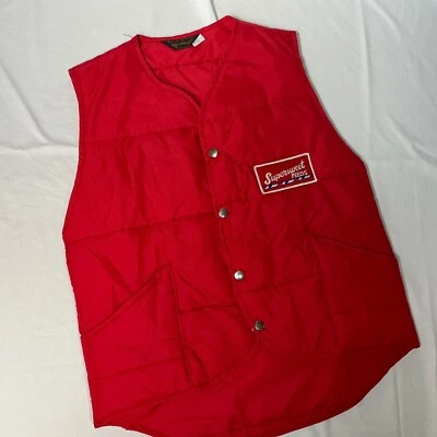Vintage Protexall SuperSweet Feeds Puffer Vest Snap Front Workwear Red Mens M - Image 1 of 4