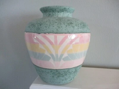 artist Curras Bros. pottery Miami Florida 1996 10'' stunning colorful vase - Image 1 of 4