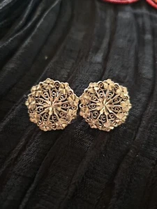 Vintage Turkish Sterling Silver Filigree Earrings - Picture 1 of 2