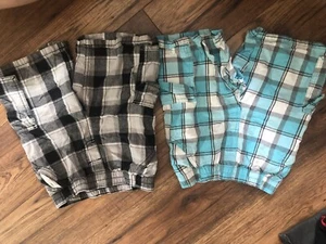 Wonder Kids Plaid Blue summer Shorts Set Of 2 5T - Picture 1 of 4