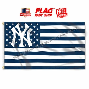 New York Yankees Striped Baseball MLB Flag Large 3x5 Banner FREE SHIPPING - Picture 1 of 9