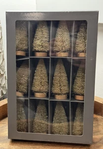 Set/12 West Elm Glitter Bottlebrush Trees, New in Box, Christmas - Picture 1 of 10