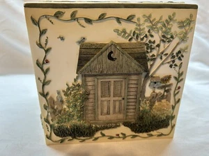 Hand Painted Tissue Box Holder - Ceramic - 6x6x6 - Picture 1 of 4