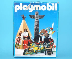 PLAYMOBIL 3483 INDIANS WIGWAM CANOE BOXED EURO BOX 1983 GEOBRA BRANDSTÄTTER - Foto 1 di 10