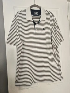 Polo golf Under Armour uomo grande Heat Gear nera bianca a righe taglia 2XL - Foto 1 di 10