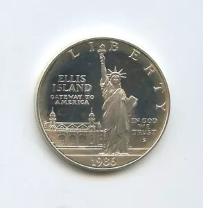 US Liberty Ellis Island 1986-S Silver Dollar - XF - Picture 1 of 3
