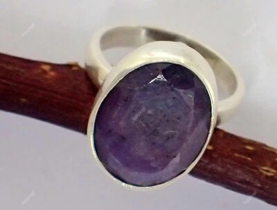 Anello regalo Capodanno fascia argento 925 pietra preziosa rubino naturale misura 8 per bambina - Immagine 1 di 4