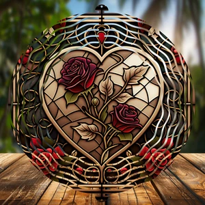 Roses and Hearts, Wind Spinners 8" Sublimated, High Quality Aluminum (ws93) - Picture 1 of 1