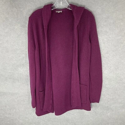 Cárdigan Talbots para mujer Petite M púrpura con capucha lana de cachemir frente abierto suéter Foto 1 de 4