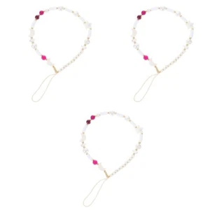 3 Pack Fünf-Punkte Star Moon Mobile Kette Fräulein Perlenbesetztes Handyband - Zdjęcie 1 z 12