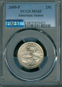 2009 P AMERICAN SAMOA QUARTER PCGS MS68 PQ MAC FINEST & SPOTLESS POP 4 RARE . - Picture 1 of 2