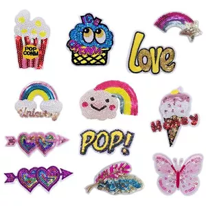 13 Pcs Sequin Iron on Patches Sew on Applique Patch for Backpack Clothes Hats... - Picture 1 of 6