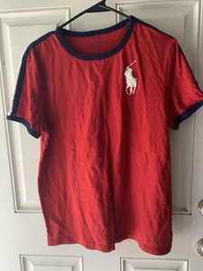 Polo Ralph Lauren Red Shirt w/Navy & White Stripe Boys Size XL 18-20 - Picture 1 of 3