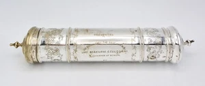 LORD BRABOURNE GOVERNOR OF BENGAL INDIAN SILVER PLATED SCROLL TUBE 1938 - Picture 1 of 7