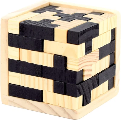 Rompecabezas de madera 3D rompecabezas cubo rompecabezas de madera en forma de T rompecabezas lógica rompecabezas G Foto 1 de 4