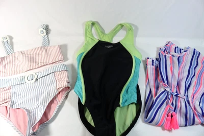 Girls Swimsuits Speedo One Piece, C&C California Kids Bikini Size 10, Cover Up - Image 1 of 4